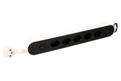 Image of Max Hauri Design Line Steckdosenleiste 5x Typ13 90° / 2x USB Typ A,C 3.4A / weiss/schwarz