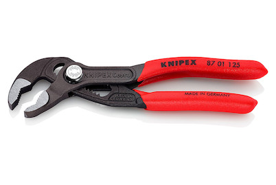 Image of Knipex 87 01 125 SB Cobra® Hightech-Wasserpumpenzange mit rutschhemmendem Kunststoff überzogen grau atramentiert 125 mm bei JUMBO