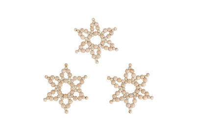 Image of BP: Holzperlen Sterne Classic , 8cm ø, Perlen+Fädeldraht+Anleitung, Set 3Stück bei JUMBO