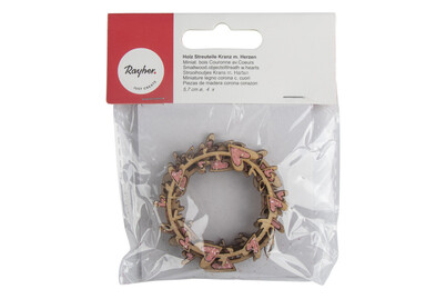 Image of Holz Streuteile Kranz m. Herzen, 5,7cm ø, SB-Btl 4Stück bei JUMBO