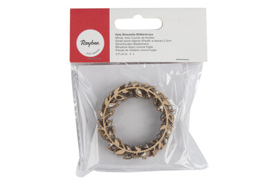 Image of Holz Streuteile Blätterkranz, 5,5cm ø, SB-Btl 4Stück bei JUMBO