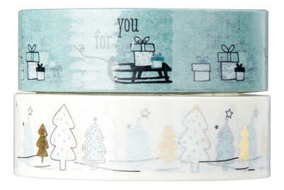 Image of Washi Tape Set Weihnachtszauber, 10m x 15mm, 5m x 15mm, Box 2Stück