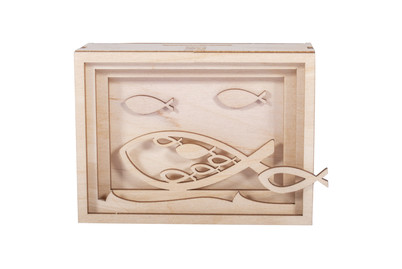 Image of Holz 3D Geschenkbox Fisch,FSCMixCred, 11,5x8,5x5cm, 13 tlg. Bausatz, Box 1Set bei JUMBO