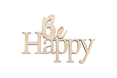Image of Holz-Minischrift Be happy , FSCMix Cred, 7,2x4,7x0,3cm, SB-Btl 4Stück bei JUMBO