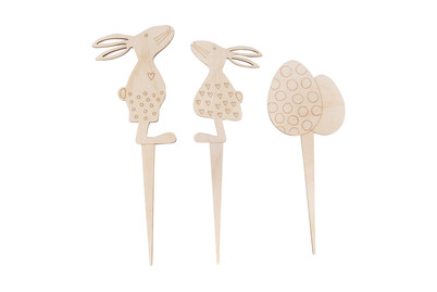 Image of Holzstecker Osterfreunde, FSCMixCred, 3-Teile,je ca.7,5x20,5cm, SB-Btl 1Set bei JUMBO