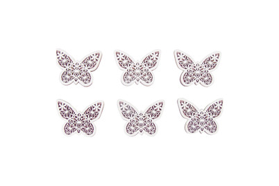 Image of Holz Schmetterlinge, 5x4x0,5cm, m. Klebep., SB-Btl 6Stück bei JUMBO