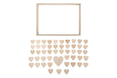 Image of Holz-Gästebuch mit Herzen, FSCMix Credit, 35x26x4cm, zum Stellen, Box 1Set bei JUMBO