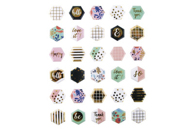 Image of Puffy Sticker Hexagon, 1,2x1,5cm, sortiert, SB-Btl 30Stück
