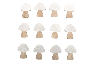 Image of Holz Streuteile Pilze, 3,1x4cm, m. Klebepunkt, SB-Btl 12Stück bei JUMBO