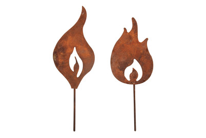 Image of Metall Flammen zum Stecken, 2 Designs, 13+15cm, SB-Btl 2Stück bei JUMBO