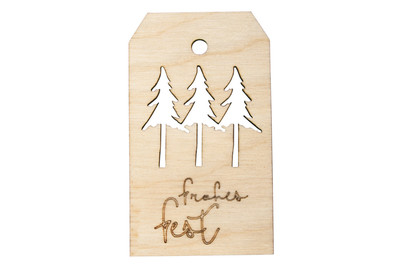 Image of Holz-Anhänger Frohes Fest ,FSCMixCred, 4,8x8,2cm bei JUMBO