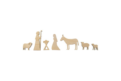 Image of Holz-Streudeko Krippe, FSC Mix Cred, 7tlg., 3-8cm, Stärke 6mm, SB-Box 1Set bei JUMBO