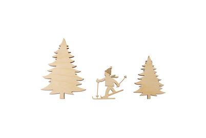 Image of Holz-Streudeko Skifahrer, FSC Mix Cred, 3tlg., 5,5-10cm, Stärke 6mm, SB-Box 1Set bei JUMBO