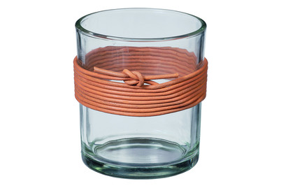 Image of Kerzenh. Glas m. Lederband ØxH 7x8 cm bei JUMBO
