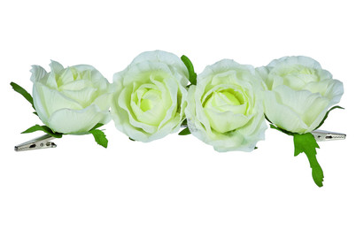 Image of 4 künst. Rosenblüten gelb m. Clip in Box bei JUMBO