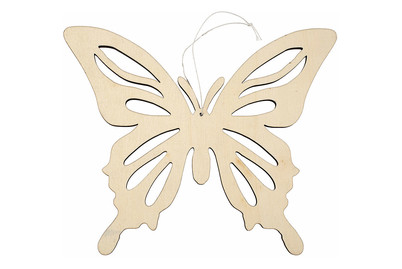 Image of Holzschmetterling mit Hänger natur, 19x23,5x0,7cm bei JUMBO