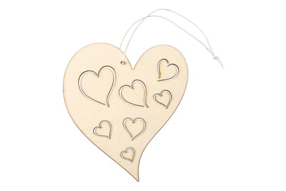 Image of Holzherz mit Hänger, natur 10,5x12cm bei JUMBO