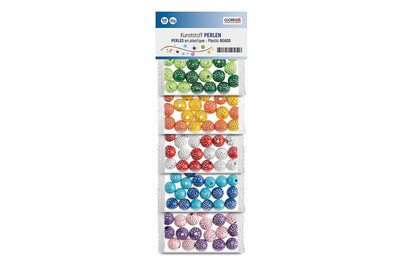 Image of Kunststoff Perlen, bunt mit Punkten 10mm, 5-fach sort, 50g bei JUMBO