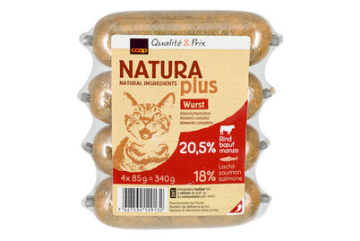 Image of Naturaplus Katzenfutter Wurst Rind & Lachs 4x85g