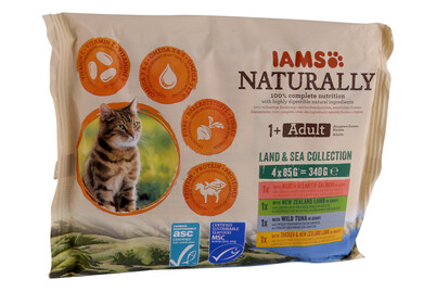 Image of Iams Naturally Katzenfutter in Sauce Fleisch & Fisch 4x85g bei JUMBO