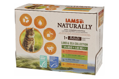 Image of Iams Naturally Katzenfutter in Sauce Fleisch & Fisch 12x85g bei JUMBO