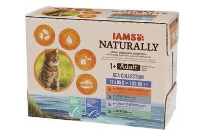 Image of Iams Naturally Katzenfutter in Sauce Fisch 12x85g bei JUMBO