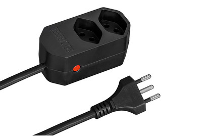 Image of Steckdosenleiste Compact 1.5m 2xT13 Reset Button, schwarz bei JUMBO
