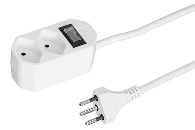Image of Steckdosenleiste Compact 1.5m 2xT13 Breaker Switch, weiss bei JUMBO