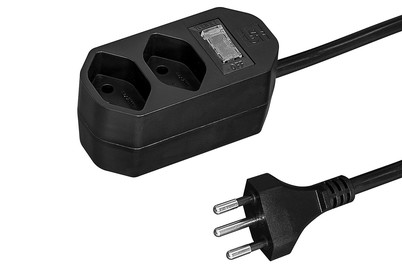 Image of Steckdosenleiste Compact 1.5m 2xT13 Breaker Switch, schwarz bei JUMBO