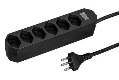 Image of Steckdosenleiste Compact 1.5m 6xT13 Breaker Switch, schwarz bei JUMBO