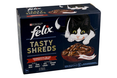Image of Felix Tasty Shreds Katzenfutter in Sauce Fleisch 10x80g