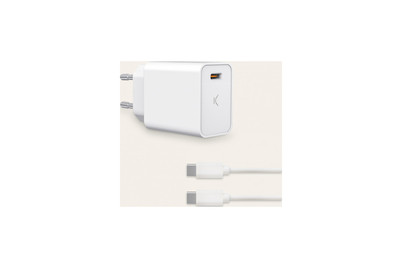 Image of Ksix Wandladegerät, 20W, Power Delivery, USB C + USB C - USB C Kabel bei JUMBO