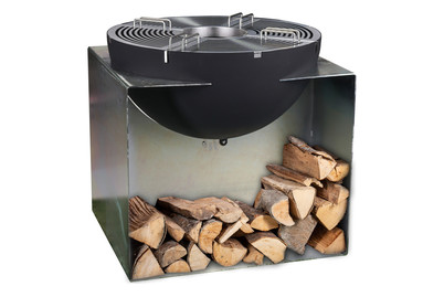 Image of Feuer- und Grillkugel Olympia, Ø 80 cm, Stahl, schwarz und silber bei JUMBO