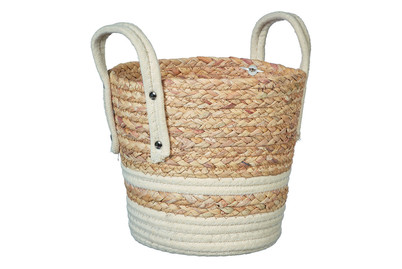 Image of Korb braun/crème m. Griffen ØxH 22x27 cm bei JUMBO