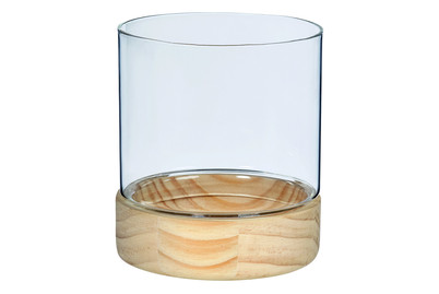 Image of Windlicht Glas/Holz ØxH 10x11 cm