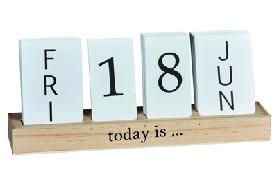 Image of Kalender Holz weiss/schw. 25.5x5.5x12 cm bei JUMBO