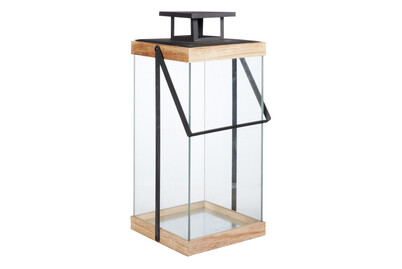 Image of Laterne Metall/Holz 20.5x20.5x46.5 cm bei JUMBO