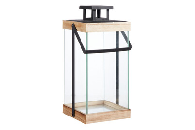Image of Laterne Metall/Holz 16.5x16.5x36 cm bei JUMBO