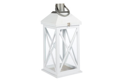 Image of Laterne Holz/Metall weiss 20x20x46 cm bei JUMBO