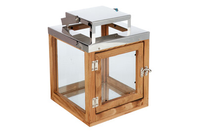 Image of Laterne Holz/Metall braun 19x19x24 cm bei JUMBO