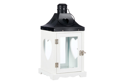 Image of Laterne Holz/Metall weiss 18.5x18.5x36 bei JUMBO