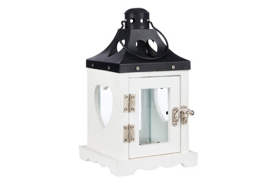 Image of Laterne Holz/Metall weiss 12.5x12.5x20.5 bei JUMBO