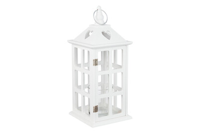 Image of Laterne Holz/Glas weiss 13x13x35.5 cm bei JUMBO