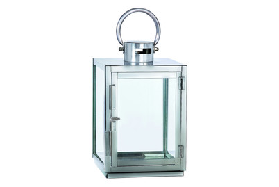 Image of Laterne Metall/Glas silber 16x16x28 cm bei JUMBO
