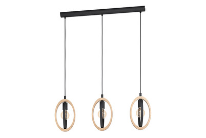 Image of Eglo Hängeleuchte Basildon schwarz/Holz E27 bei JUMBO