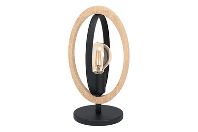 Image of Eglo Tischleuchte Basildon schwarz/Holz E27 bei JUMBO