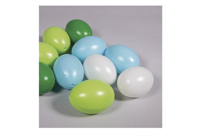 Image of Plastik Eier, 6cm ø, 4 Farben sortiert, Beutel 10Stück bei JUMBO
