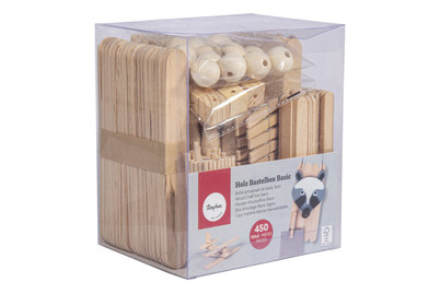 Image of Holz Bastelbox Basic, FSC 100%, 450 Teile, sortiert, PVC Box bei JUMBO