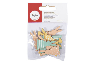 Image of Holz Streuteile Hase, 2x4cm, m. Klebepunkt, SB-Btl. 12Stück bei JUMBO