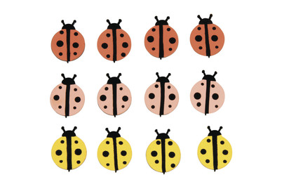 Image of Holz Streuteile Marienkäfer, 2x2,7cm, m. Klebepunkt, SB-Btl. 12Stück bei JUMBO